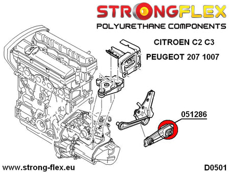 Inserto de soporte de motor inferior trasero Citroën C2 C3 1007 207 (051286B)