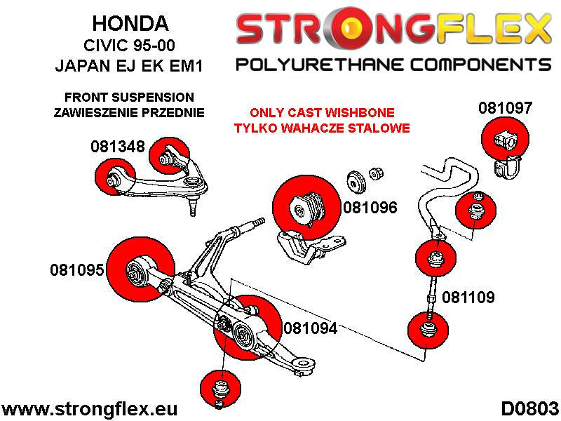 Silentblock interior del brazo delantero SPORT Acura Integra DB6 DC1 DC2 (081095A)