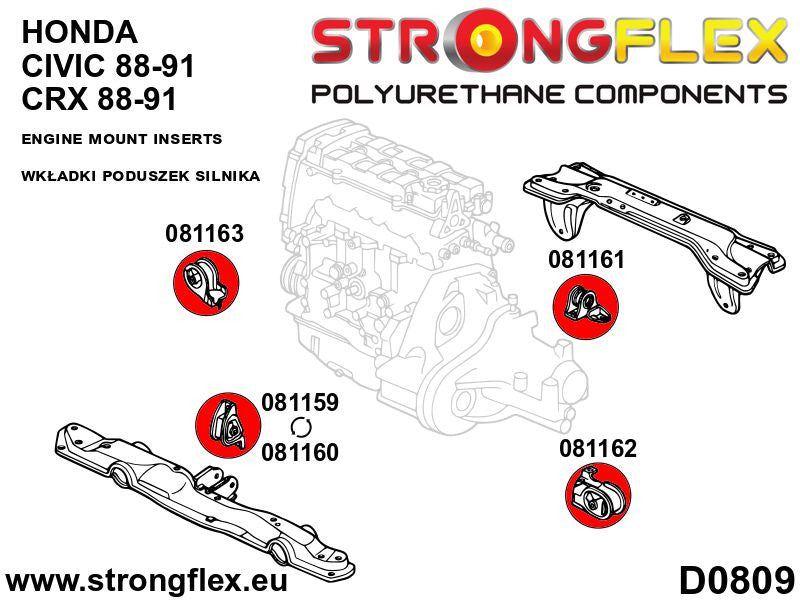 Inserto del soporte del motor lado izquierdo Honda Civic CRX Concerto (081162B)