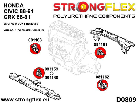 Inserto del soporte del motor lado izquierdo Honda Civic CRX Concerto (081162B)
