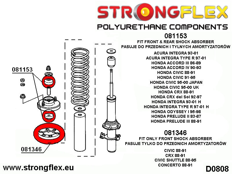 Soporte del muelle delantero SPORT Honda Civic CRX Concerto (081346A)