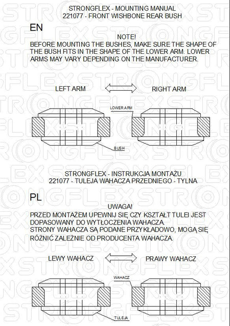 Silentblock trasero del brazo delantero SPORT Audi A3 8L 6K 1M 1L 1U 1J 9K (221077A)