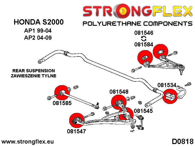 Kit completo de silentblocks de suspensión AP2 SPORT Honda S2000 AP2 (086154A)