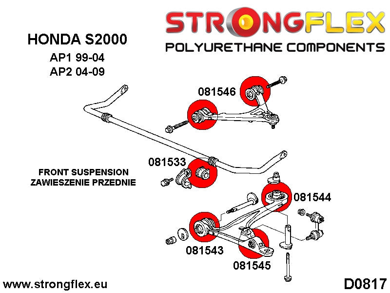 Kit completo de silentblocks de suspensión AP2 Honda S2000 AP2 (086154B)