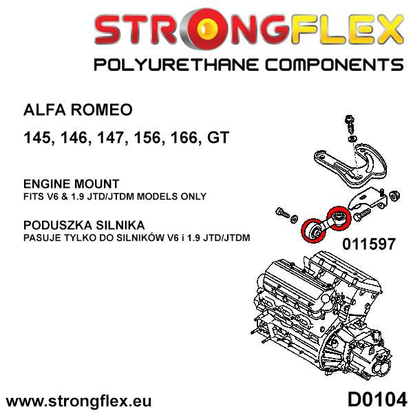 Estabilizador del soporte del motor Alfa Romeo 147 type 937 Q4 FWD (011597B)