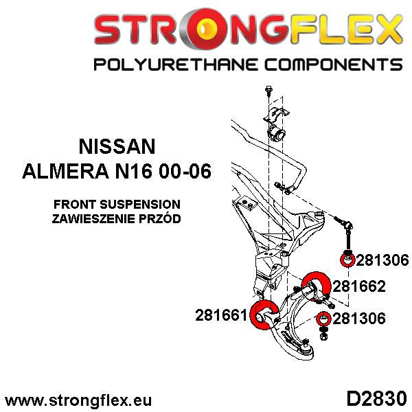 Silentblock delantero del brazo delantero SPORT Nissan Almera N16 (281661A)