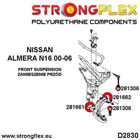 Silentblock delantero del brazo delantero SPORT Nissan Almera N16 (281661A)