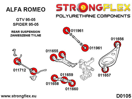 Kit de silentblock de suspensión trasera Alfa Romeo GTV Spider (016163B)