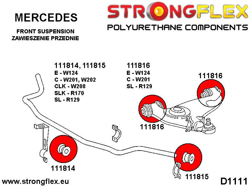 Silentblock del brazo inferior delantero SPORT Mercedes SL R129 W124 RWD (111816A)