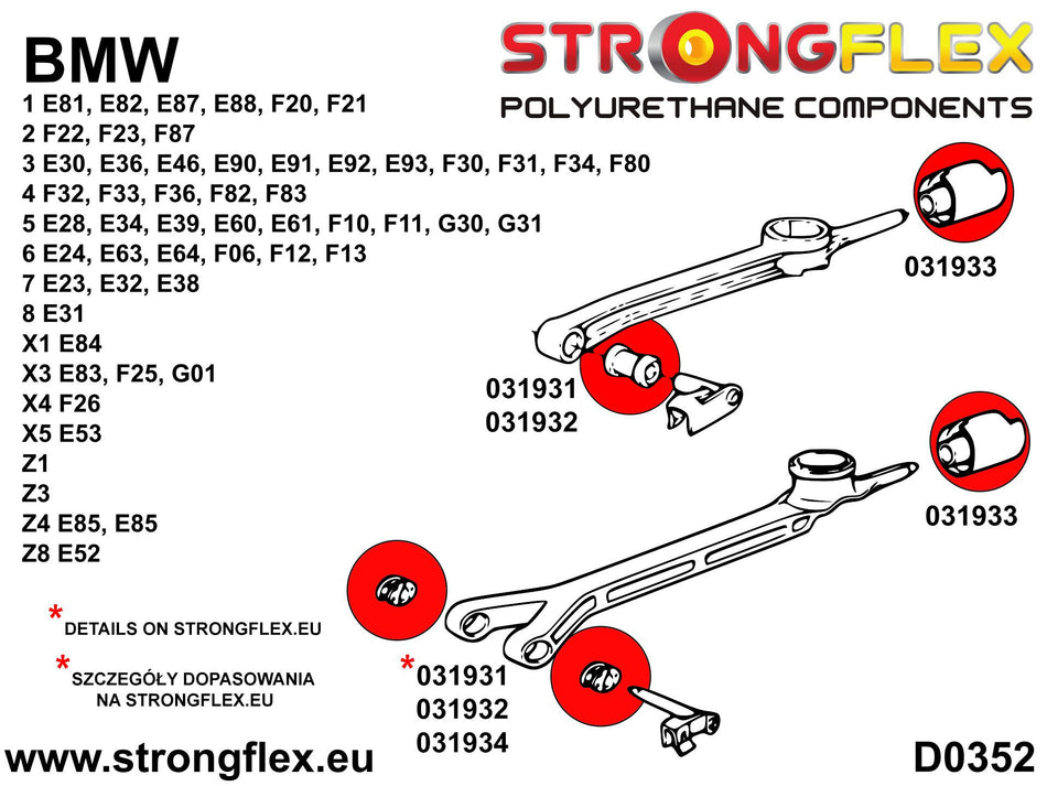 Shift arm - front bush SPORT - BMW > Serie 1 > I  E81 / E82 / E87 / E88 > E81 / E82 / E87 / E88 |BMW > Serie 1 > I  E81 / E82 / E87 / E88 > E82  M1 Coupe|BMW > Serie 1 > II  F20 / F21 > F20 F21  RWD|BMW > Serie 3 > II  E30|BMW > Serie 3 > III  E36 > E36