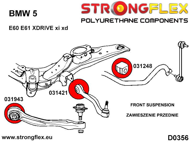 Silentblock del tirante de reacción delantero al chasis SPORT BMW E60 E61 (031943A)