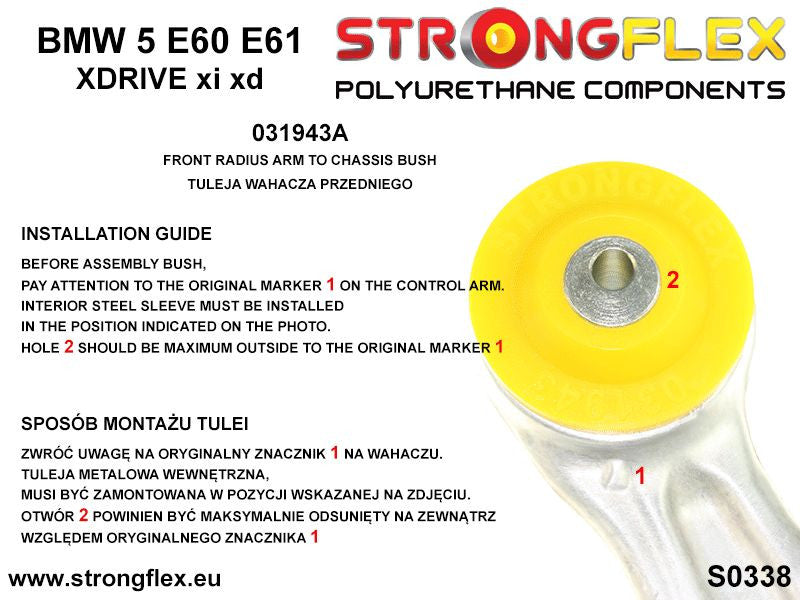 Silentblock del tirante de reacción delantero al chasis SPORT BMW E60 E61 (031943A)