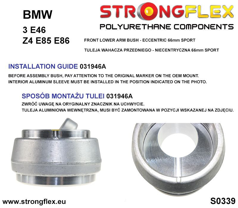 Front lower arm bush - eccentric 66mm SPORT - BMW > Serie 3 > IV  E46 > E46  rwd|BMW > Serie 3 > IV  E46 > E46  Compact|BMW > Z4 > I  E85 / E86 > E85 / E86 |BMW > Z4 > I  E85 / E86 > Z4 M