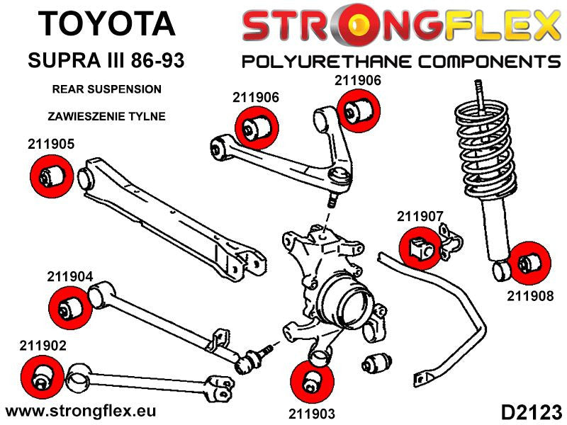 Silentblock trasero del brazo tirado trasero SPORT Toyota Supra A70 Z20 (211903A)