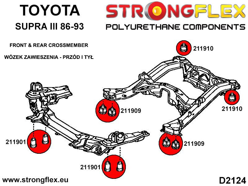Silentblock delantero del subchasis trasero Toyota Supra A70 (211909B)