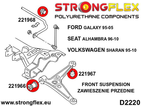 Silentblock de horquilla delantera trasera SPORT Seat Alhambra 7M V191 MK1 (221967A)