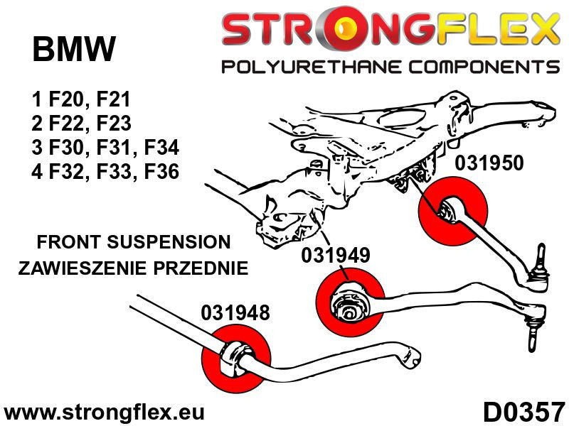 Front suspension - front bush SPORT - BMW > Serie 1 > II  F20 / F21 > F20 F21  RWD|BMW > Serie 3 > VI  F30 / F31 / F34 / F80 > F30 / F31 / F34  RWD|BMW > Serie 2 > I  F22 / F23 / F87 > F22 F23  RWD|BMW > Serie 4 > I  F32 / F33 / F36 / F82 / F83 > F32 / F3