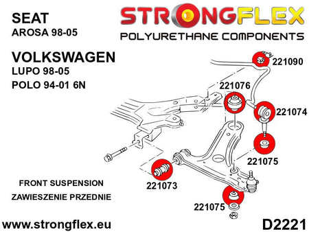 Silentblock trasero del brazo delantero Seat Arosa 6H 6N Polo Lupo (221076B)