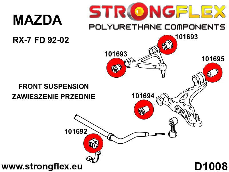 Silentblock trasero del brazo inferior delantero SPORT Mazda RX-7 (101695A)