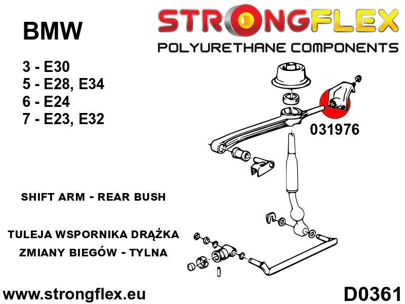 Shift arm – rear bush - BMW > Serie 3 > II  E30|BMW > Serie 5 > II  E28|BMW > Serie 5 > III  E34|BMW > Serie 6 > I  E24 > E24 |BMW > Serie 6 > I  E24 > E24 |BMW > Serie 7 > II  E32|BMW > Serie 7 > I  E23 > E23 |BMW > Serie 7 > I  E23 > E23