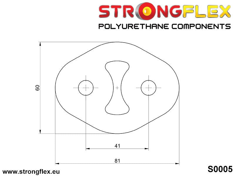 Soporte colgante del escape 41 mm de poliuretano (000005B)