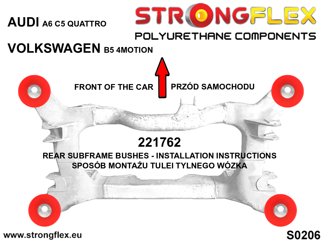 Silentblock del puente trasero 59mm SPORT Audi A6 C5 B5 Quattro 4Motion S6 (221762A)