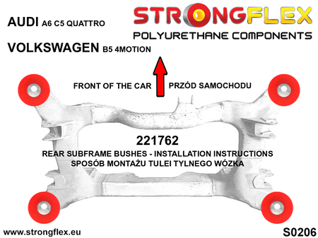 Silentblock del puente trasero 59mm SPORT Audi A6 C5 B5 Quattro 4Motion S6 (221762A)