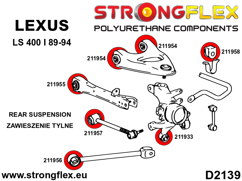 Silentblock de tirante trasero Lexus LS XF10 Celsior (211957B)