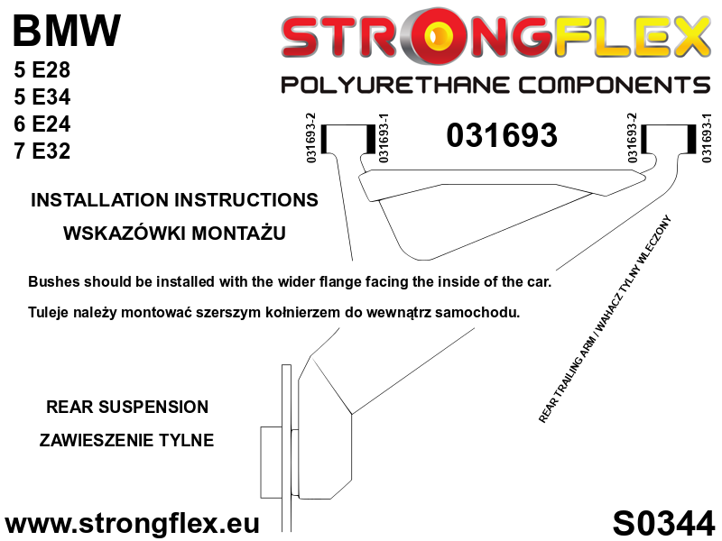 Silentblock de horquilla trasera SPORT BMW Serie 5 E28 E34 E24 E32 E23 (031693A)