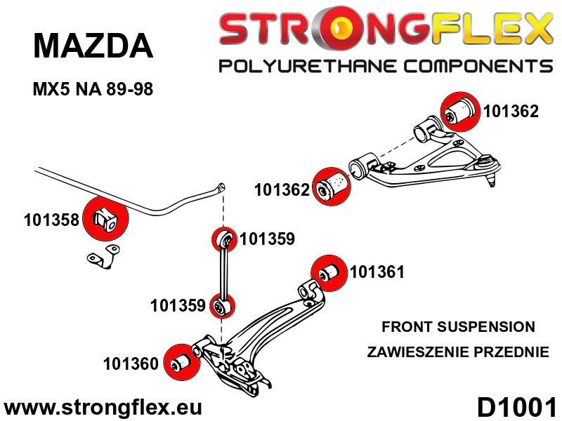 Silentblock de la barra estabilizadora delantera Mazda MX-5 Miata Roadster (101358B)