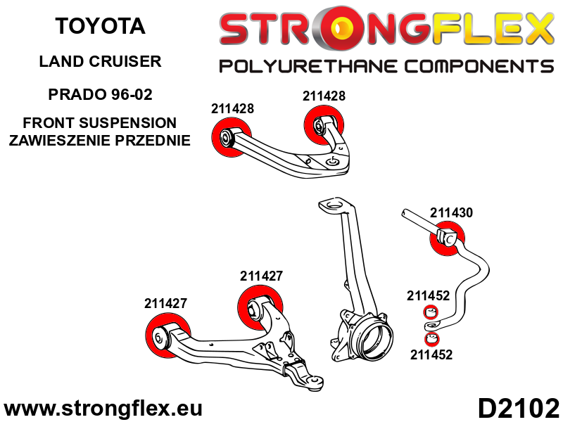Silentblock de barra estabilizadora delantera SPORT Toyota Land Cruiser J90 (211430A)