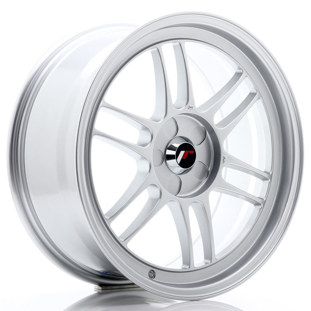 Llanta Japan Racing JR-7 18x8" 5 tornillos a medida ET35 plata hyper