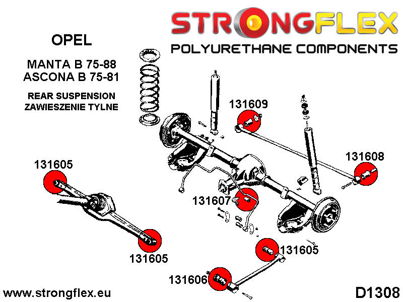 Silentblock de la barra estabilizadora trasera Opel Ascona Manta (131607B)