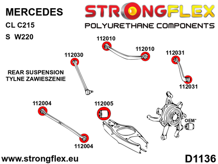 Silentblock de horquilla superior trasera interno SPORT Mercedes Clase E (112010A)