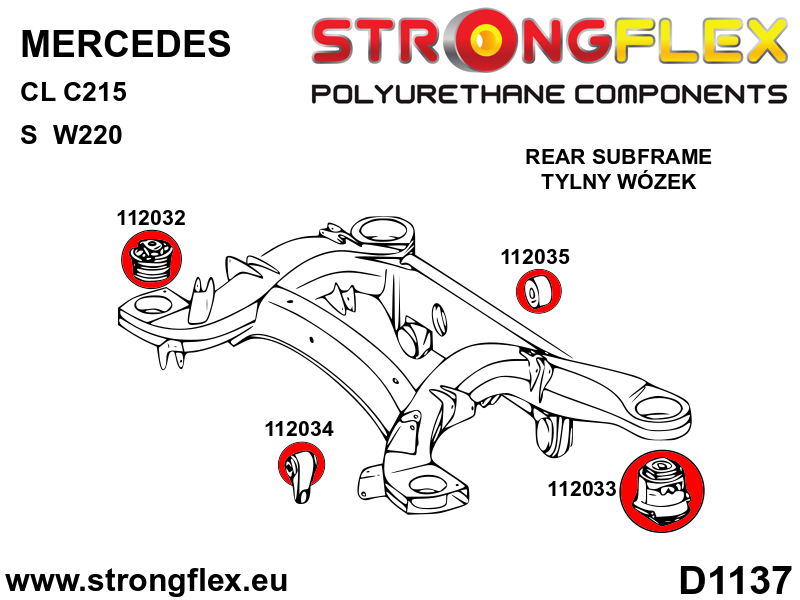 Silentblock del diferencial trasero delantero SPORT Mercedes CL C215 W220 (112034A)