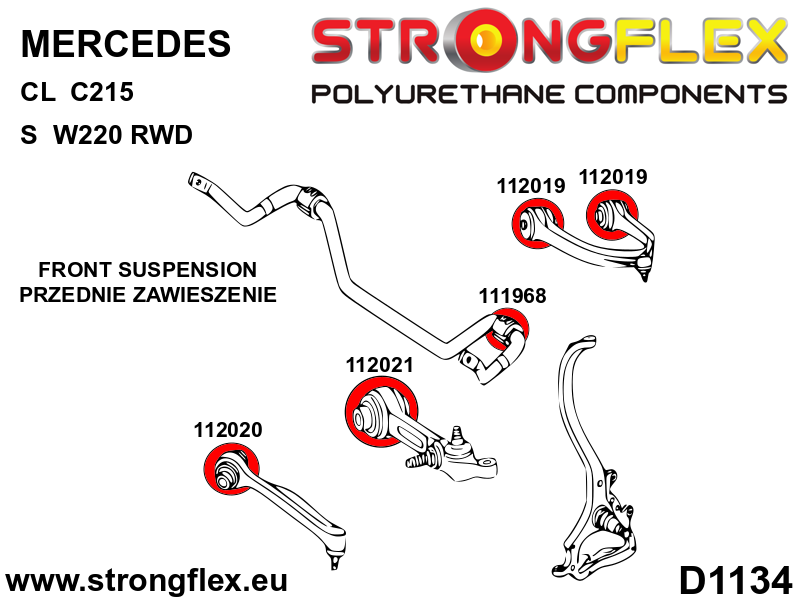 Kit de suspensión delantera Mercedes CL C215 W220 RWD Clase S (116261B)