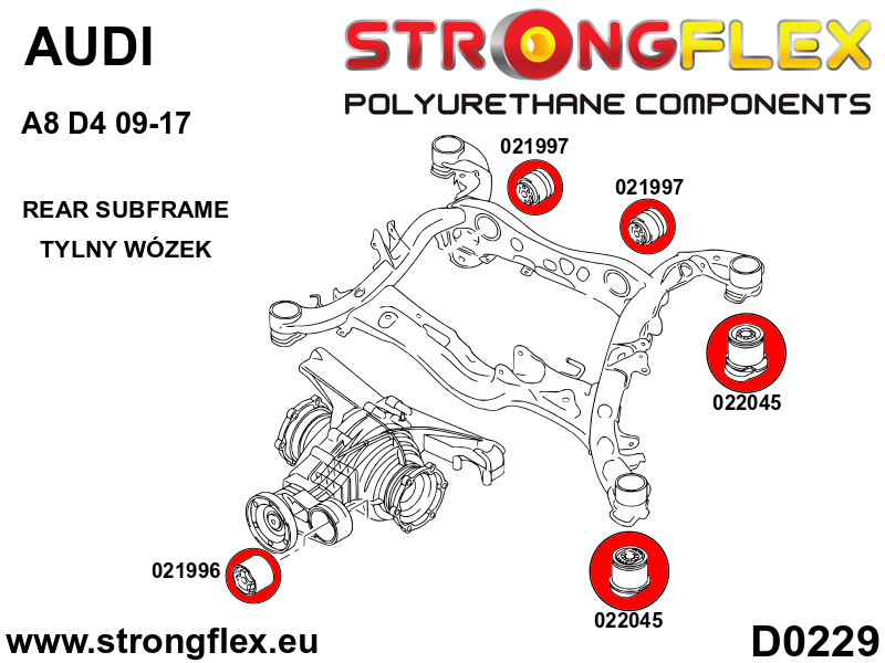 Silentblock trasero del soporte del diferencial trasero Porsche Macan B8 8T (021997B)