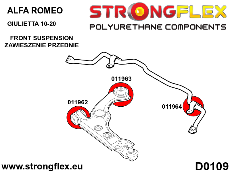 Kit de silentblocks de suspensión delantera Alfa Romeo Giulietta (016249B)