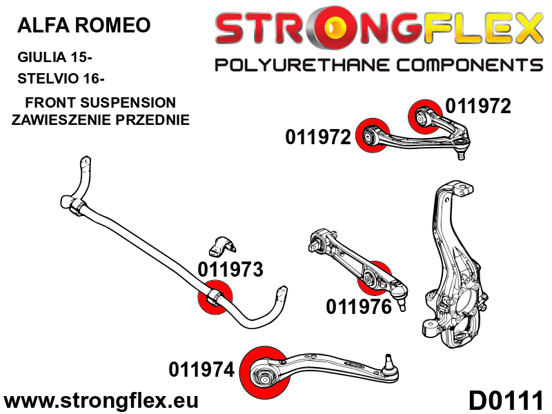 Silentblock del brazo superior delantero SPORT Alfa Romeo Stelvio RWD AWD (011972A)