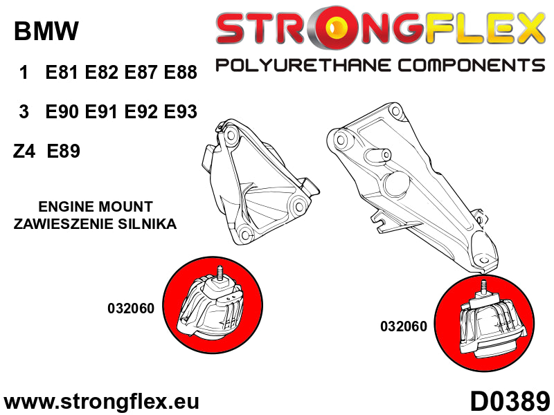 Engine mount E90 - BMW > Serie 1 > I  E81 / E82 / E87 / E88 > E81 / E82 / E87 / E88 |BMW > Serie 3 > V  E90 / E91 / E92 / E93 > E90 / E91 / E92 / E93  rwd|BMW > Serie 3 > V  E90 / E91 / E92 / E93 > E90 / E91 / E92  xi / xd|BMW > Z4 > II  E89|Poduszki siln