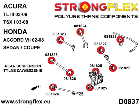 Silentblock de tirante trasero SPORT Acura TL UA6 UA7 CL9 TSX Accord (081823A)