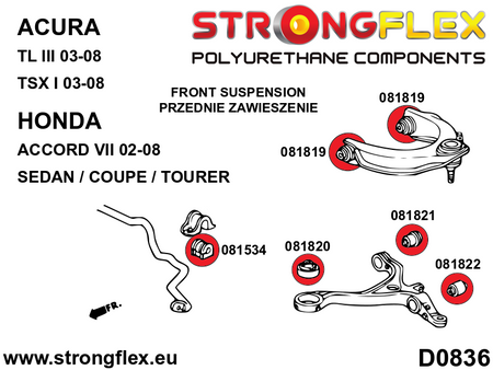 Kit de suspensión delantera SPORT Acura TL UA6 UA7 CL9 TSX Accord (086229A)