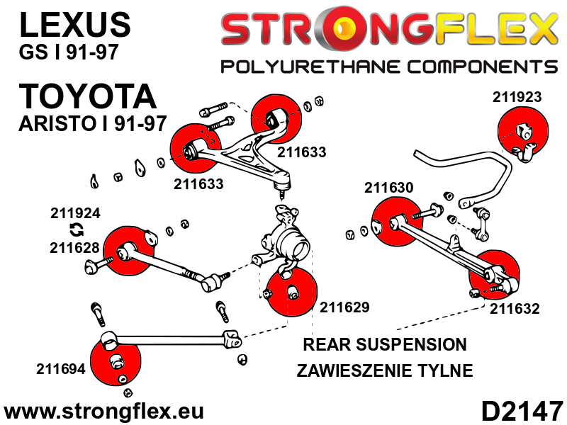 Silentblock interior del brazo de enlace trasero 40 mm Toyota Soarer Z30 (211628B)