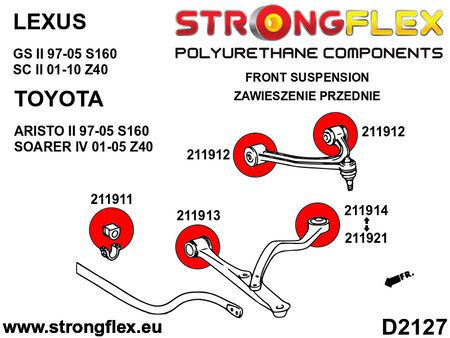 Silentblock del brazo inferior delantero SPORT Lexus GS S160 Z40 SC Soarer (211913A)