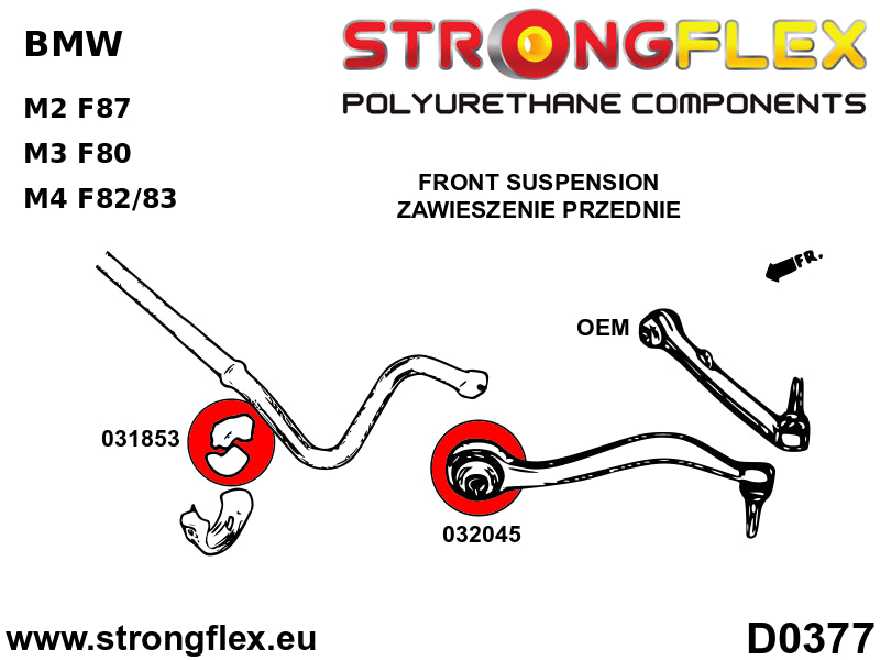 Full suspension polyurethane bush kit SPORT - BMW > Serie 3 > VI  F30 / F31 / F34 / F80 > F80  M3|BMW > Serie 2 > I  F22 / F23 / F87 > M2 F87 |BMW > Serie 4 > I  F32 / F33 / F36 / F82 / F83 > F82 / F83  M4