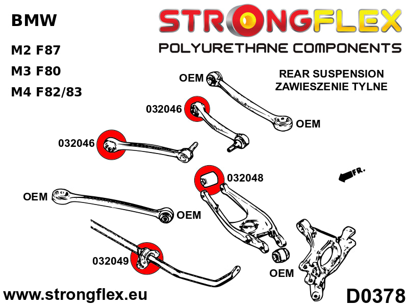 Rear suspension bush kit SPORT - BMW > Serie 3 > VI  F30 / F31 / F34 / F80 > F80  M3|BMW > Serie 2 > I  F22 / F23 / F87 > M2 F87 |BMW > Serie 4 > I  F32 / F33 / F36 / F82 / F83 > F82 / F83  M4