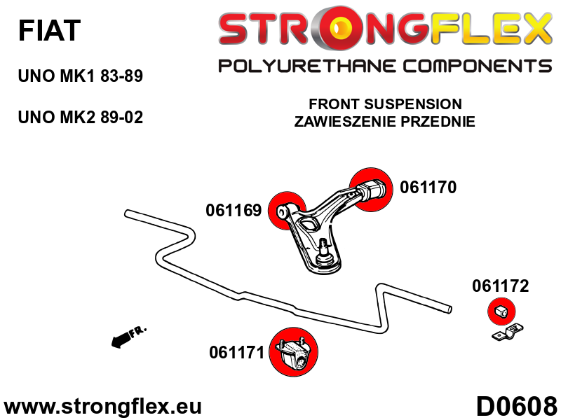 Silentblock trasero del brazo delantero SPORT Fiat Cinquecento Seicento (061170A)