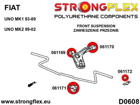 Silentblock trasero del brazo delantero SPORT Fiat Cinquecento Seicento (061170A)