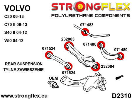 Silentblock interior del brazo inferior trasero SPORT Volvo C30 S40 V50 C70 (232003A)