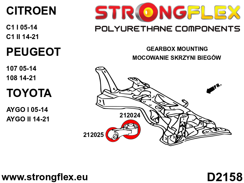 Soporte de la transmisión SPORT Citroën C1 107 108 Aygo (212025A)